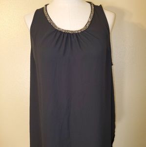 Black beaded collar sleeveless top